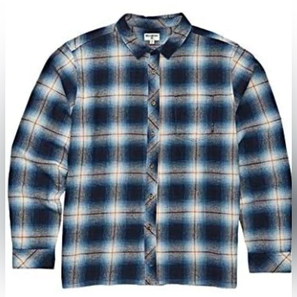 BILLABONG Boys SIZE Large Black & Red Plaid Button Down Shirt